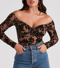 Regal Affair Flocked Velvet Bodysuit