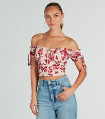 Pretty Babe Floral Off-The-Shoulder Corset Top