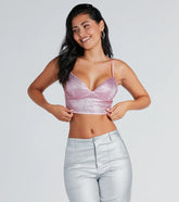 Going For Glam Rhinestone Satin Crop Top