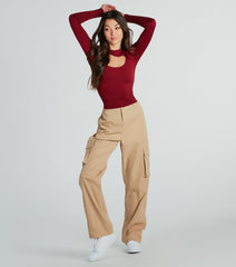 Cool-Girl Energy Cutout Long Sleeve Top