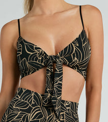 Island Sun Tropical Tie Front Crop Top