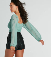 Elevated Basic Ruched Mesh Bodysuit