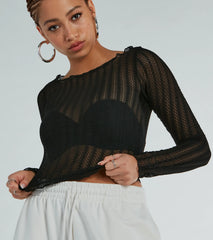 Perfectly Delicate Long Sleeve Lace Crop Top