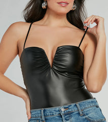 Cool Girl Certified Faux Leather Bodysuit