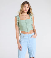 Such A Cutie Ruffled Strap Corset Top