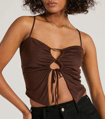 Sweet Fling Lace-Up Mesh Crop Top