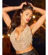 Party Diva Cropped Rhinestone Halter Top