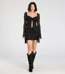 Irresistible Flair Lace Long Sleeve Crop Top