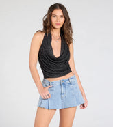 Compliments Please Polka Dot Mesh Halter Top