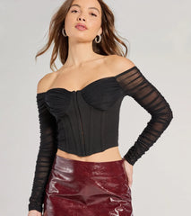 Downtown Looks Long Sleeve Mesh Bustier