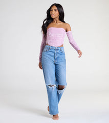 Divine Energy Off-The-Shoulder Crop Top