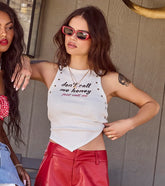 Don't Call Me Honey Studded Graphic Crop Top