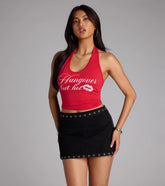 Hungover But Hot Graphic Halter Top