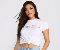 Aries Knot Front Cropped Tee