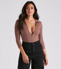 Casual Trendsetter Henley Bodysuit