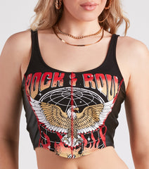 Rock And Roll Cropped Graphic Tee