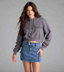 Los Angeles Oversized Crop Hoodie