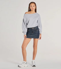 Forever A Fave Long Sleeve Bubble Hem Crop Sweatshirt
