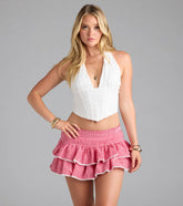Femme Charm Halter Eyelet Corset Top