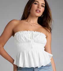 Sweet Fantasy Crepe Peplum Tube Top