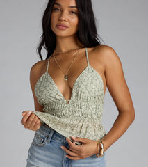 Summer Charm Paisley Strappy Babydoll Crop Top