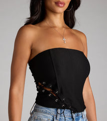 Tie It Up Strapless Lace Up Corset Top