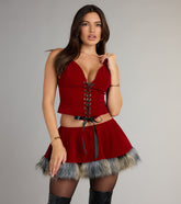 Little Red Lace-Up Corset Top