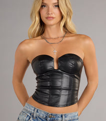 Lace-Up Allure Faux Leather Bustier Top