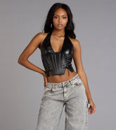 Chic Desires Faux Leather Corset Top