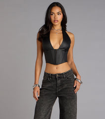 Daring Edge Lace-Up Corset Top