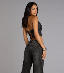 Daring Edge Lace-Up Corset Top