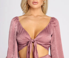 First Impression Tie Front Crop Top