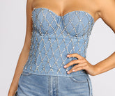 Rhinestone Diva Denim Corset Top