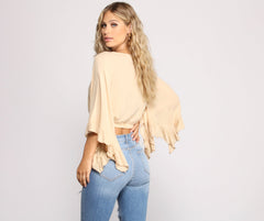Bohemian Vibes Cropped Ruffled Sleeve Top