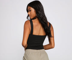 Edgy-Chic Sleeveless Bodysuit