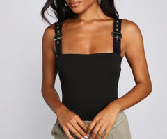 Edgy-Chic Sleeveless Bodysuit
