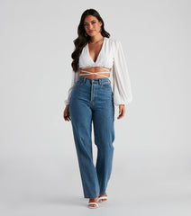Heat Wave Gauze Wrap Tie Crop Top
