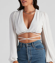 Heat Wave Gauze Wrap Tie Crop Top