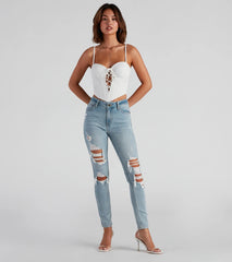 Sultry Deets Lace-Up Corset Top
