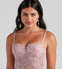 Pretty Glam Embellished Lace Bustier