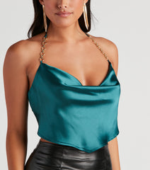 Chic Nights Satin Chain Strap Top