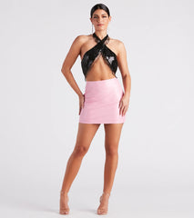 Disco Babe Sequin Fringe Halter Top