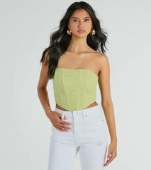 In The Spotlight Strapless Ruched Corset Top