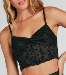 Sweet Allure Butterfly Velvet Burnout Corset Top