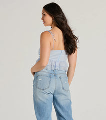 Flirty Flounce V-Neck Ruffled Crop Top