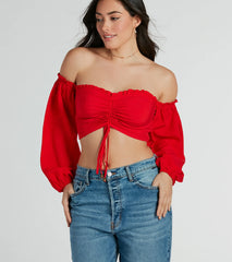Alluring Daydream Off-The-Shoulder Crop Top