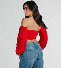 Alluring Daydream Off-The-Shoulder Crop Top