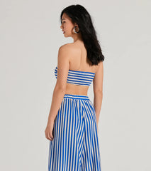 Festive Fun Strapless Striped Bandeau Crop Top