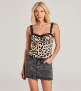 On The Wild Side Leopard Satin Cami Crop Top