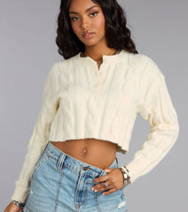 Season Chill Cable Knit Crop Sweater